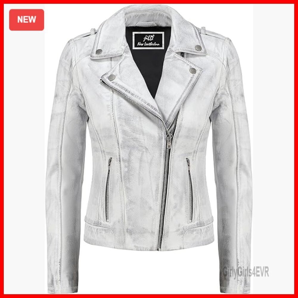 Lambskin Leather Moto Jacket with Zippered Pockets, Regular Fit